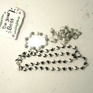 3 Pieces of Black and White Bracelet and Necklaces Estate Find